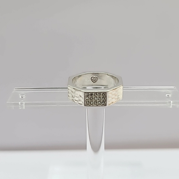 Brighton "Meridian Zenith" Hammered Silver Pave Hand-Set Swarovski Crystal Ring! - Picture 5 of 12